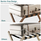 Bamboo Folding Luggage Rack with Lower Shelf