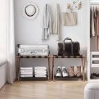 Bamboo Folding Luggage Rack with Lower Shelf